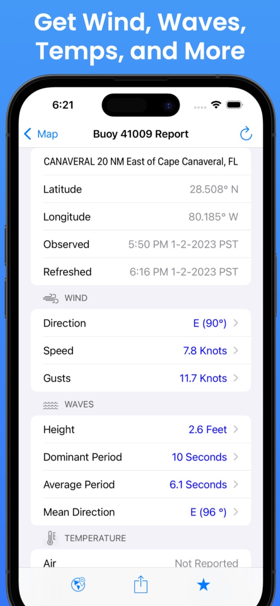 Get Wind, Waves, Temps, and More